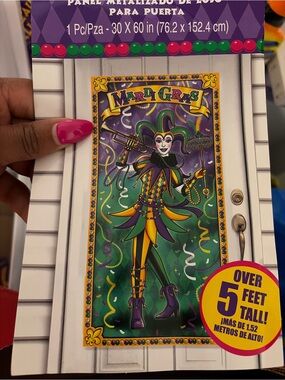 Mardi Gras Jester Door Panel - Colorful Festival Decor